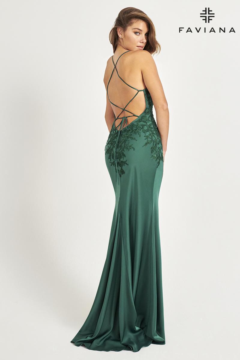 Faviana V-Neck Lace-up Back Prom Dress 11070