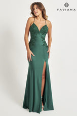 Faviana V-Neck Lace-up Back Prom Dress 11070