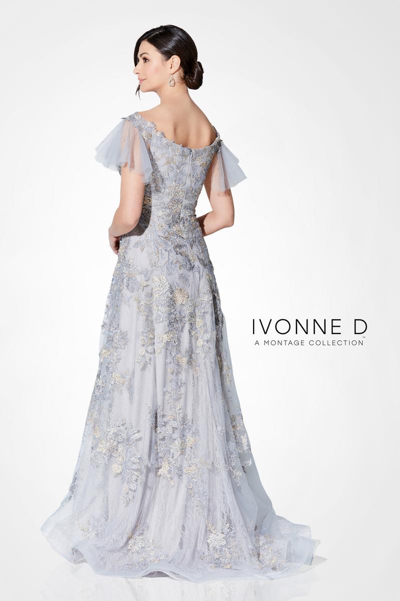 Ivonne D Flutter Sleeve Lace Evening Dress 122D63