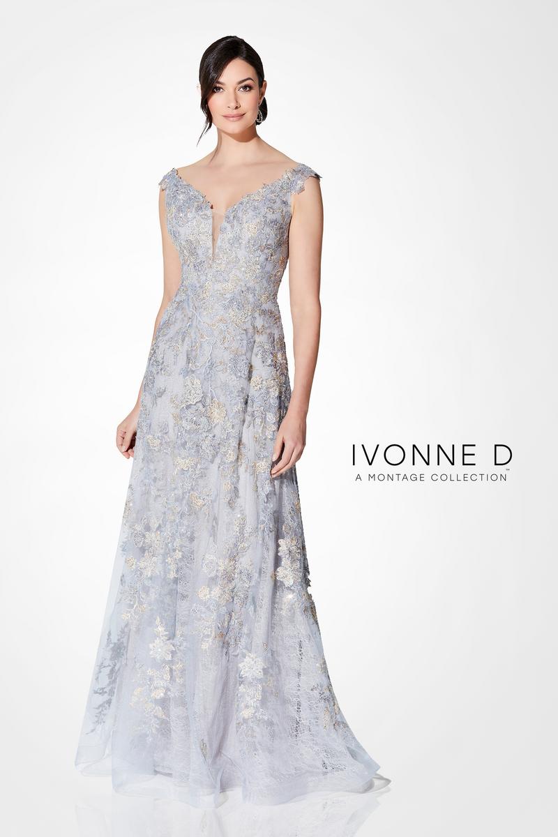 Ivonne D Flutter Sleeve Lace Evening Dress 122D63