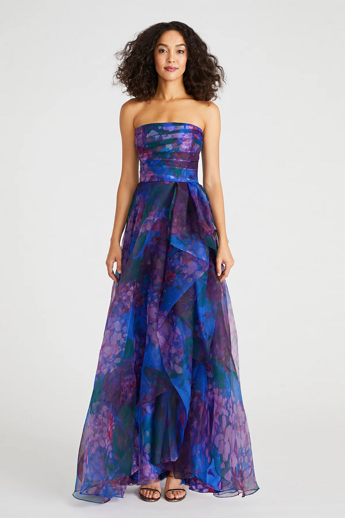 Theia Couture Strapless Floral Evening Gown 88111567