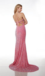 Alyce Velvet Sequin Cut Out Prom Dress 61666
