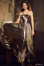 Sherri Hill Pleated Metallic Prom Dress 55930
