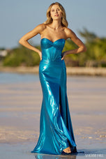 Sherri Hill Strapless Metallic Fitted Prom Dress 56085