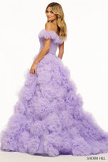 Sherri Hill Off Shoulder Sparkle Tulle Prom Dress 56095