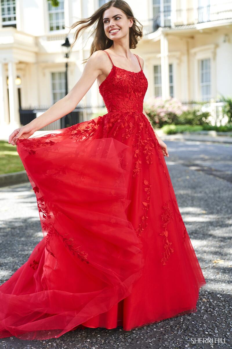 Sherri Hill Lace Ball Gown Dress 53116