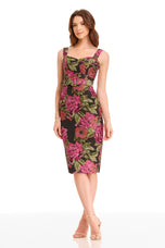Dress the Population "Nicole" Floral Jacquard Knee Length Dress 1726