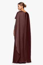 Xscape Evenings "Tallulah" Satin Overlay Cape Dress 7450X