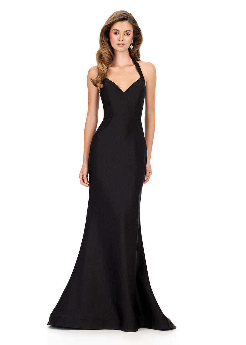 fitted halter dress ASHLEYlauren Fitted Halter Prom Dress 12205