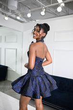 Ava Presley Brocade Halter Drop Waist Homecoming Dress 42399