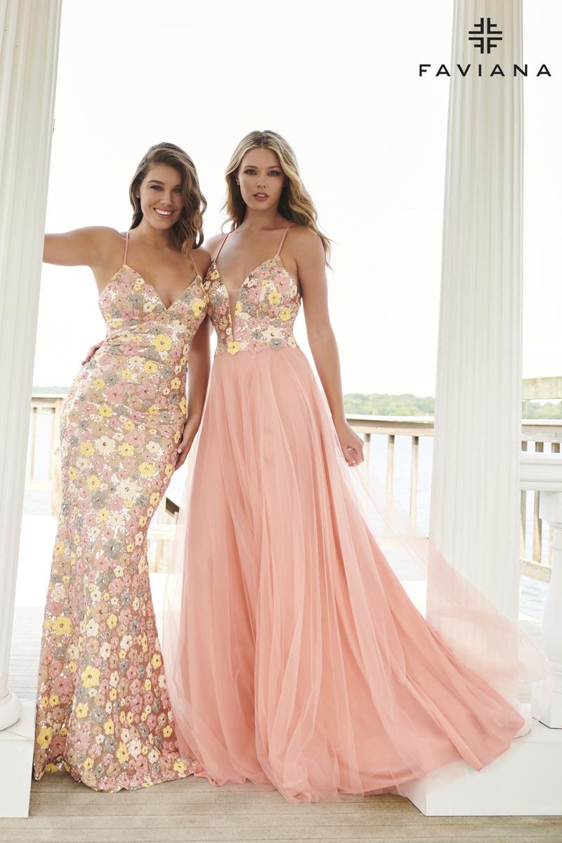 Faviana Floral Long Prom Dress 110001
