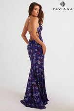 Faviana Floral Long Prom Dress 11000