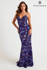 Faviana Floral Long Prom Dress 11000