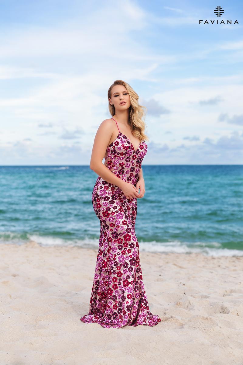 Faviana Floral Long Prom Dress 11000 - Main Image