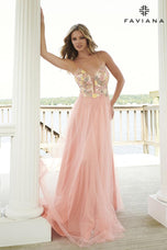 Faviana Floral Bodice A-Line Prom Dress 11001