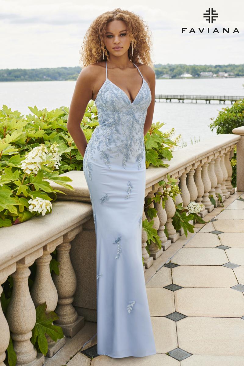 Faviana V-Neck Lace Long Prom Dress 11003
