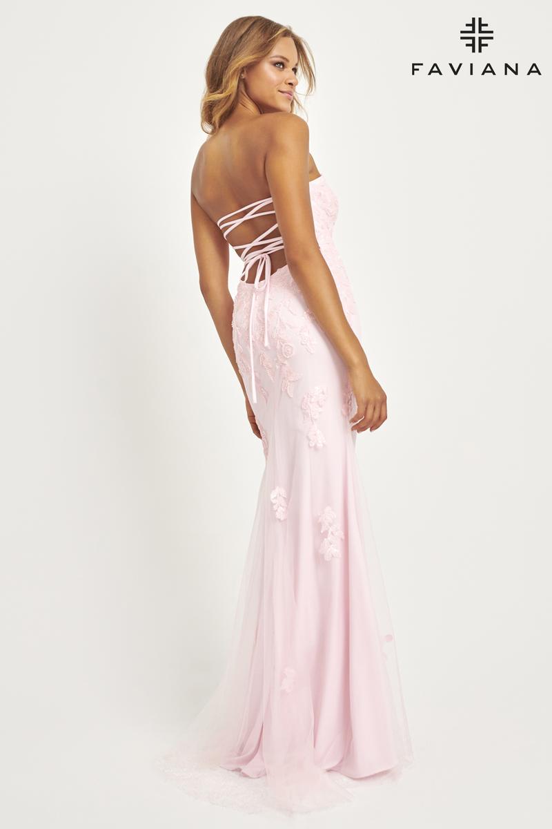 Faviana Strapless Lace Prom Dress 11004