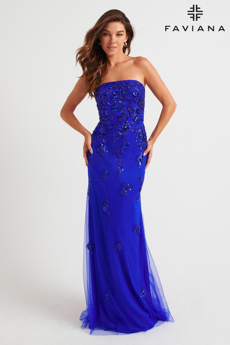 Faviana Strapless Lace Prom Dress 11004
