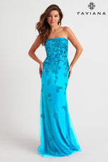 Faviana Strapless Lace Prom Dress 11004