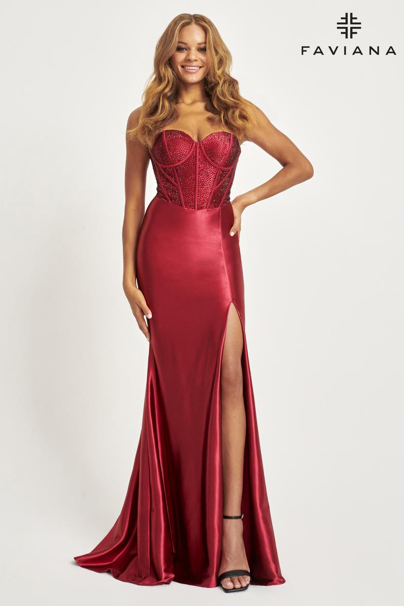 red strapless corset dress Faviana Strapless Corset Prom Dress 11006 Gold / 0