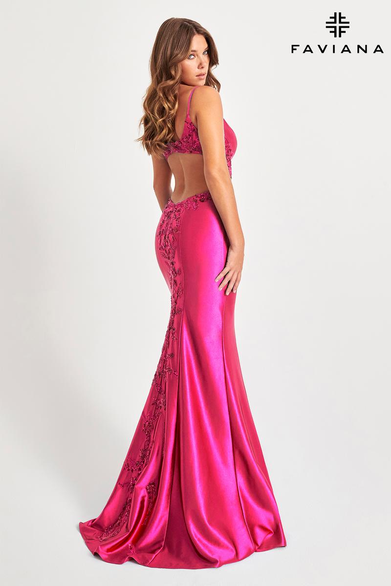 Faviana Cut Out Long Fitted Prom Dress 11007 Raspberry / 0 Faviana Cut Out Long Fitted Prom Dress 11007 Raspberry / 0