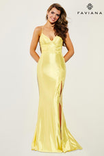 Faviana Satin Lace V-Neck Prom Dress 11010
