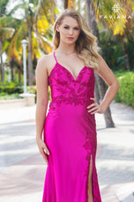 Faviana Satin Lace V-Neck Prom Dress 11010