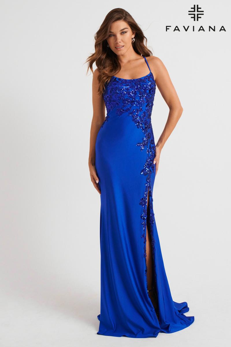 Faviana Asymmetrical Prom Dress 11017 Royal / 4 Faviana Asymmetrical Prom Dress 11017 Royal / 4