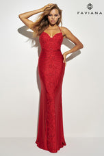 Faviana Beaded Lace-up Back Prom Dress 11021