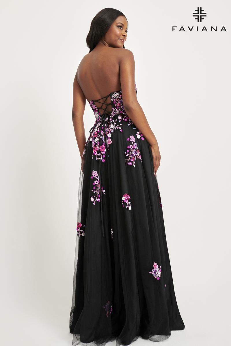 Faviana Floral A-Line Strapless Prom Dress 11028 Faviana Floral A-Line Strapless Prom Dress 11028