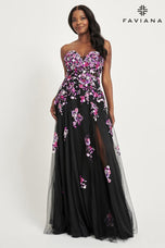 Faviana Floral A-Line Strapless Prom Dress 11028