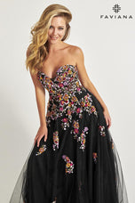 Faviana Floral A-Line Strapless Prom Dress 11028