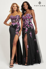 Faviana Floral Corset Prom Dress 11029