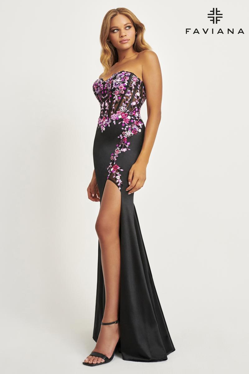 Faviana Floral Corset Prom Dress 11029 Faviana Floral Corset Prom Dress 11029