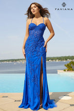 Faviana Long Lace Corset Prom Dress 11054