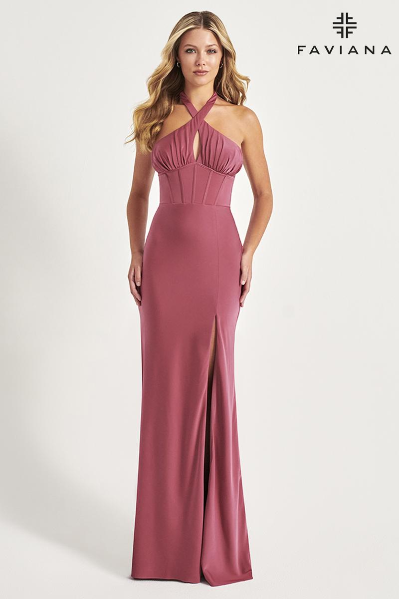 Faviana Halter Corset Long Prom Dress 11065 Faviana Halter Corset Long Prom Dress 11065