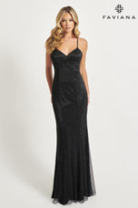 Faviana Rhinestone Mesh Prom Dress 11080