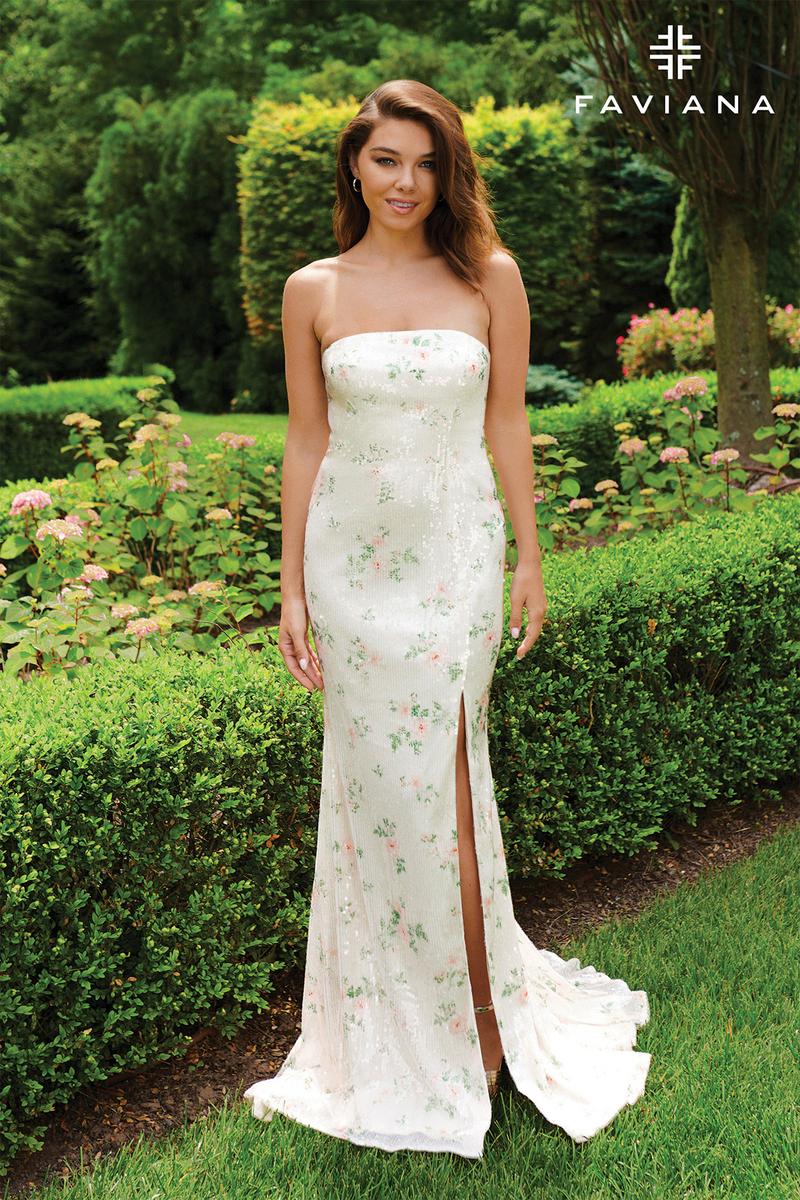 Prom Dress Floral Length Dress Faviana Strapless Floral Long Prom