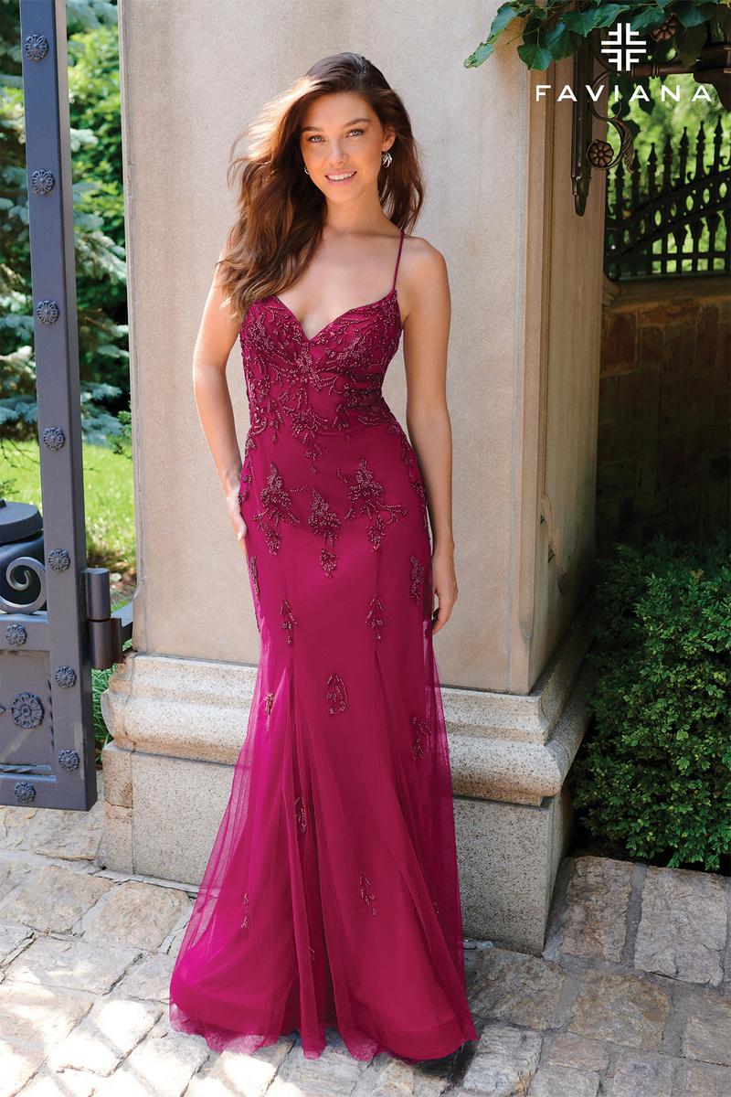 Faviana Beaded Lace Applique Prom Dress 11227 Faviana Beaded Lace Applique Prom Dress 11227