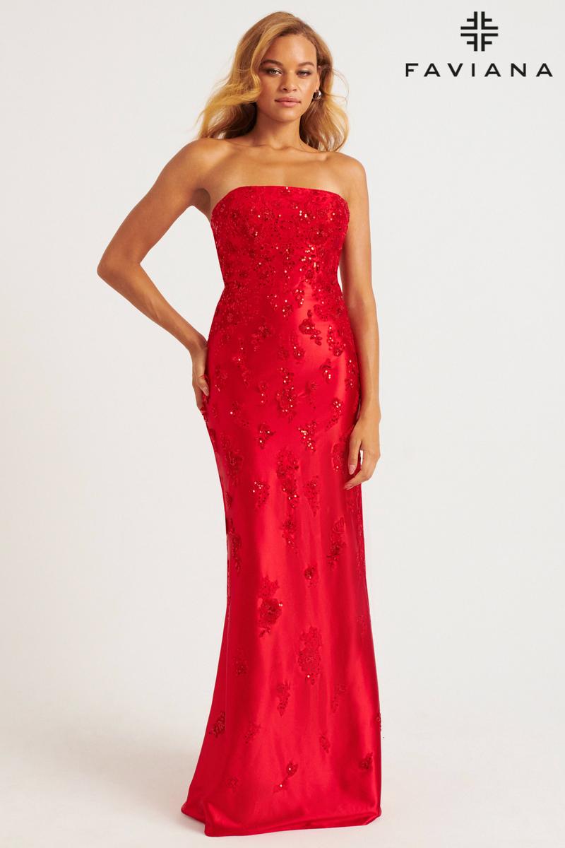 Faviana Strapless Satin Lace Prom Dress 11228 Faviana Strapless Satin Lace Prom Dress 11228