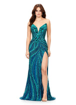 ASHLEYlauren Beaded Strapless Prom Dress 11236 - D