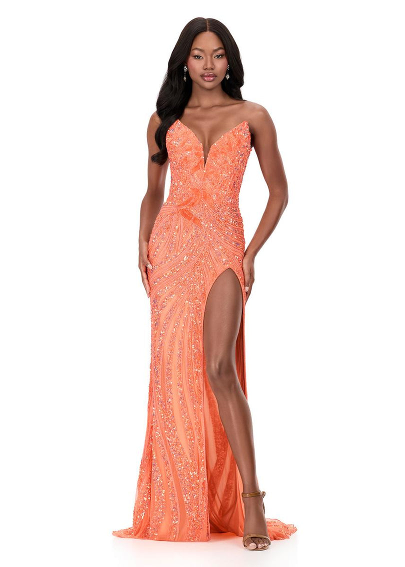 ASHLEYlauren Beaded Strapless Prom Dress 11236 - C