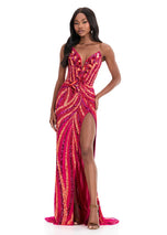 ASHLEYlauren Beaded Strapless Prom Dress 11236 - C