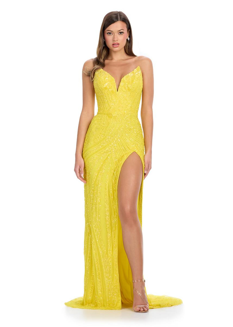 ASHLEYlauren Beaded Strapless Prom Dress 11236 - D