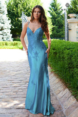 Faviana V-Neck Satin Lace Prom Dress 11245