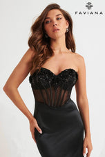 Faviana Strapless Satin Corset Prom Dress 11248