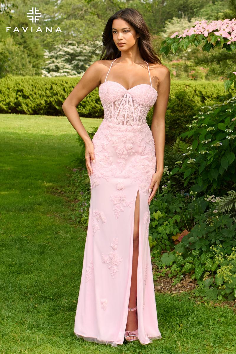 Faviana Illusion Lace Corset Lace-up Back Prom Dress 11255 Black / 00 Faviana Illusion Lace Corset Lace-up Back Prom Dress 11255 Black / 00