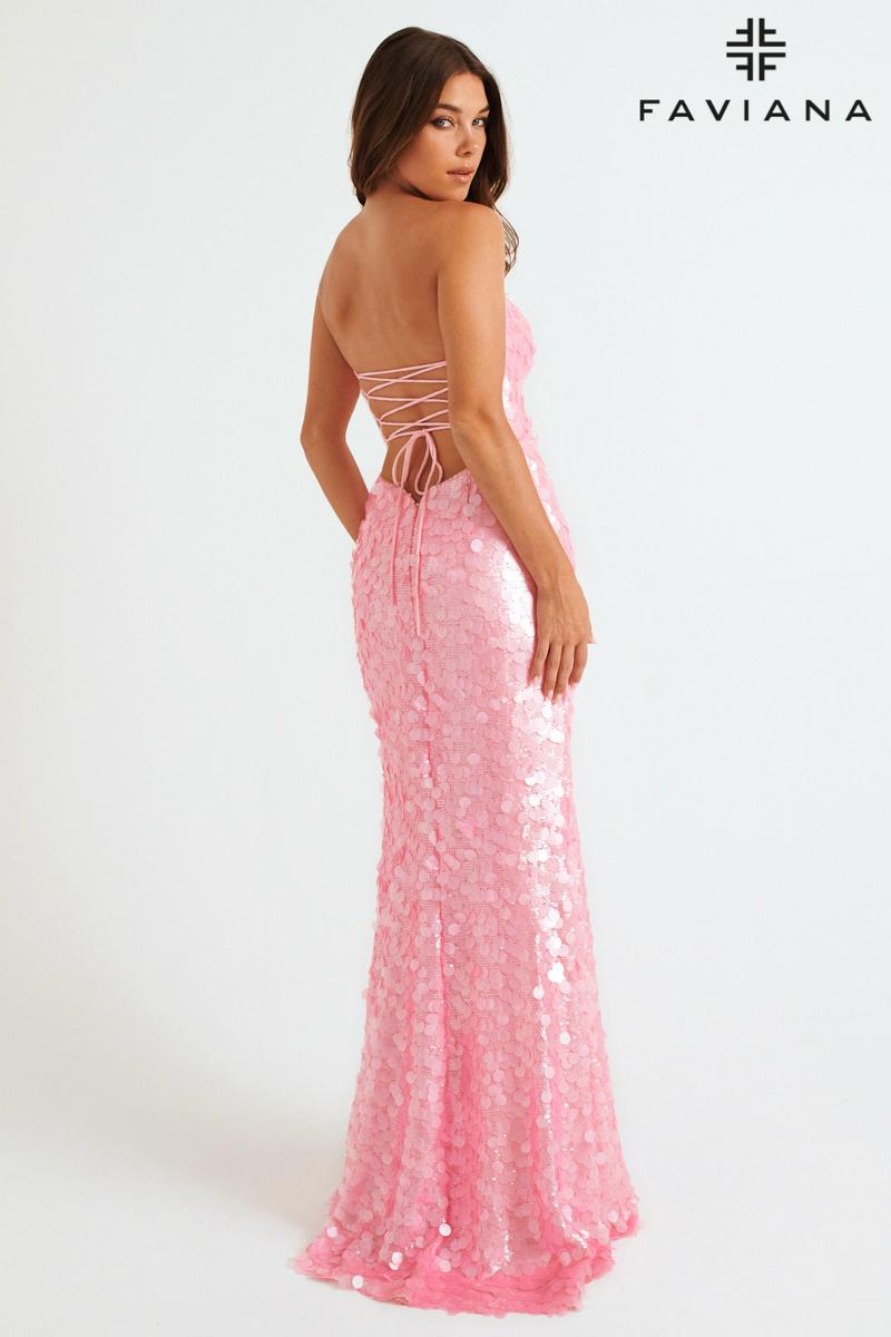 Faviana Paillette Strapless Sequin Prom Dress 11258 Silver / 0 Faviana Paillette Strapless Sequin Prom Dress 11258 Silver / 0