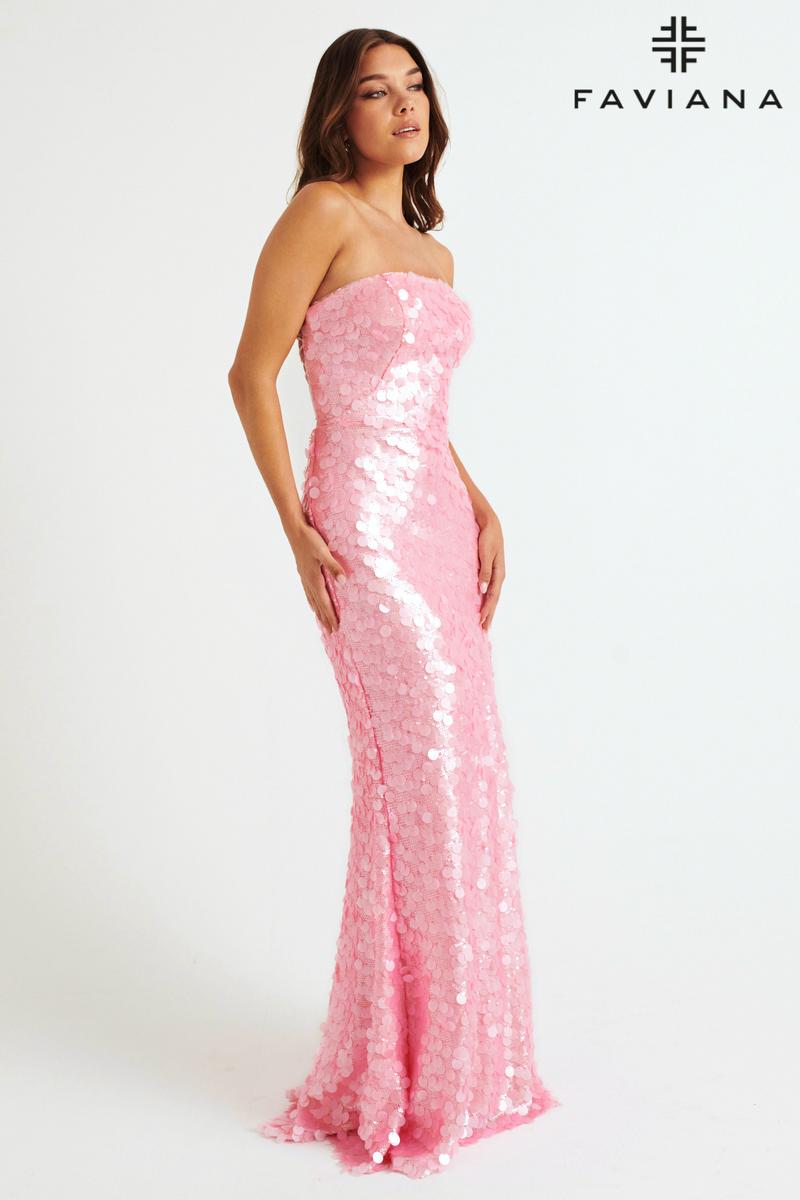 Faviana Paillette Strapless Sequin Prom Dress 11258 Silver / 0 Faviana Paillette Strapless Sequin Prom Dress 11258 Silver / 0