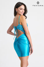 Faviana Short Satin Sequin HoCo Dress 11310
